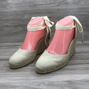 Castaner Wedges Women's EU 39 Cream Tan Canvas Espadrille Shoes